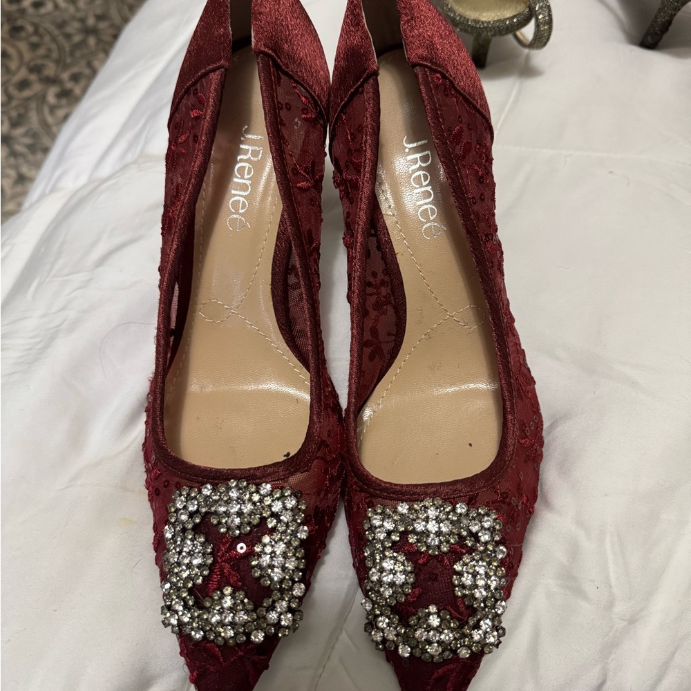 J.Renee Burgundy Embellished Heels
